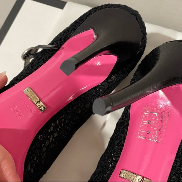 Gucci Black Mary Jane Virginia Lace Pump Sz 38.5 NEW - Picture 10 of 16